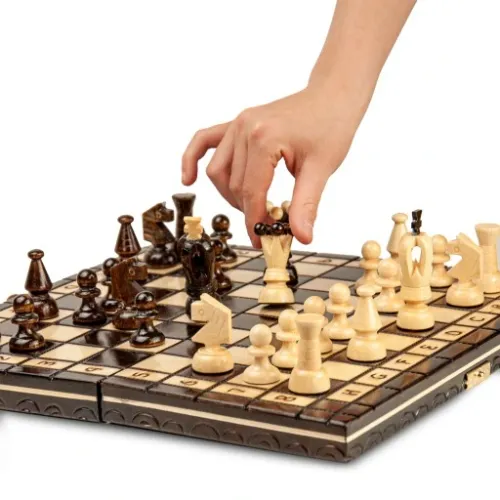 SZACHY DREWNIANE KLASYCZNE DRUKOWANE 31x31 na Arena.pl