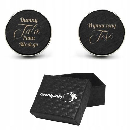 Spinki do mankietów drewniane z grawerem TATA/TEŚĆ na Arena.pl