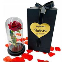 Wieczna Róża w Szkle z Grawerem Prezent dla Babci Oświetlenie 22 x 12 cm