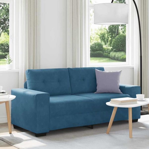 Kup Sofa dwuosobowa, niebieska, 140 cm, aksamit na arena.pl i ciesz się ...