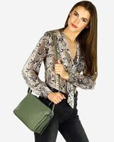 Torebka skórzana crossbody listonoszka dwie komory - MARCO MAZZINI militarny zielony
