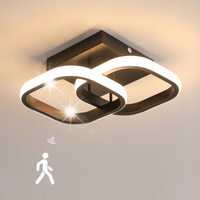 LAMPA SUFITOWA CZARNY LED ŻYRANDOL KWADRAT Z CZUJNIKIEM RUCHU 22W 3000K