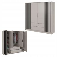 SZAFA GARDEROBA SOREN 4D KASZMIR 200CM OTWIERANA DUŻA PÓŁKI DRĄŻEK LAMELE