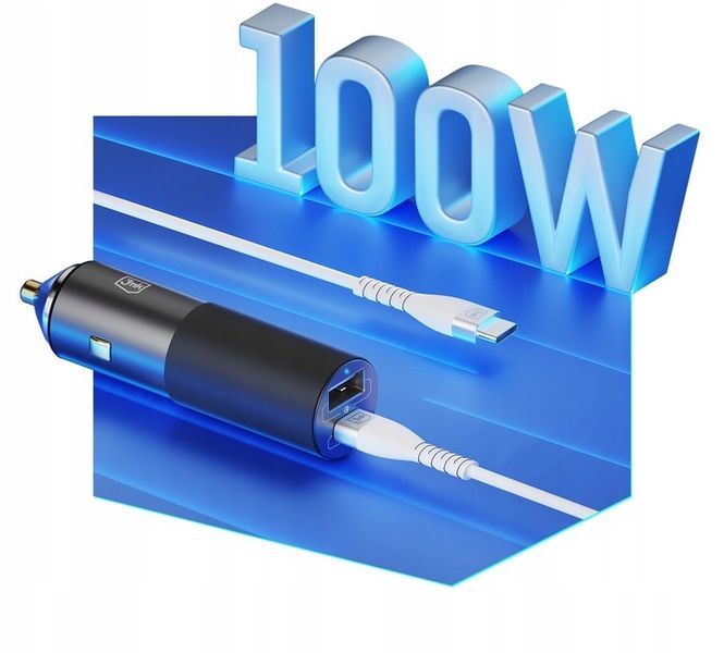 Ładowarka samochodowa 3mk 100W + Kabel USB-C 2m 5A zdjęcie 2