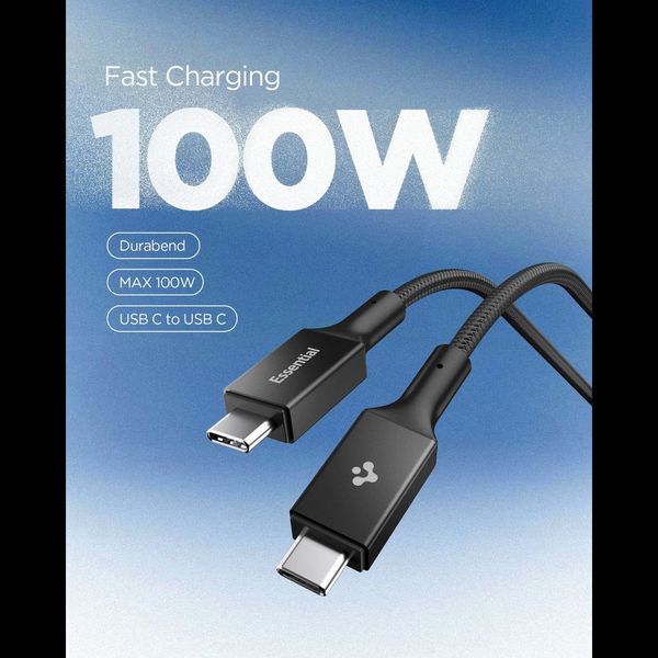 spigen eb10015cc essential type-c cable 100w 150cm black zdjęcie 3