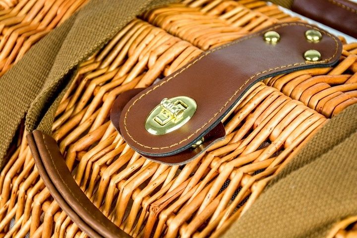 PLECIONY KOSZ PIKNIKOWY WIKLINOWY DLA 2 TERMOTORBA KOCYK IZOLACJA SZTUĆCE zdjęcie 16