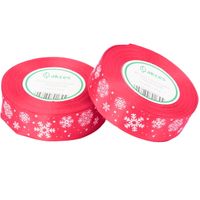 Wstążka satynowa KORAL 25mm 23m ŚNIEŻYNKI święta