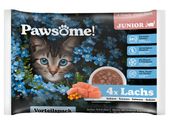 Naturalna karma dla kociąt bez cukru i zbóż - Pawsome Łosoś w sosie 4x85g
