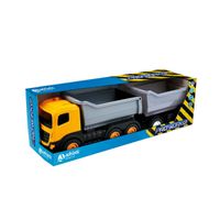 ŻÓŁTA  WYWROTKA Z PRZYCZEPĄ W PUDEŁKU RUCHOME ELEMENTY