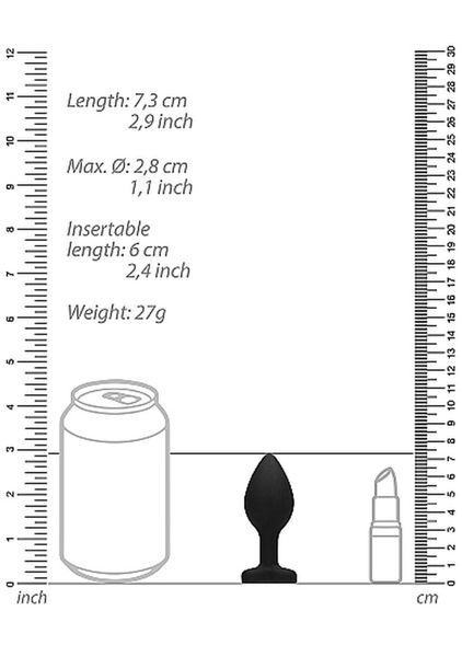 Diamond Heart Butt Plug - Regular - Black zdjęcie 3