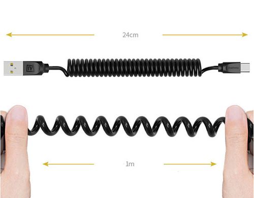 Kabel sprężynowy Remax USB Typ-C  Czarny na Arena.pl