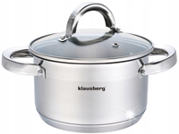 Garnek ze stali nierdzewnej z pokrywką 3.5L 20cm na indukcję gaz KLAUSBERG