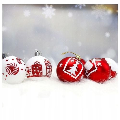 Bombki choinkowe czerwono-białe 16 szt 6 cm | Zestaw ozdób świątecznych na Arena.pl