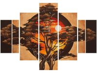 70 100CM OBRAZ 5 ELEM SFERYCZNE DRZEWO DRUK PŁÓTNO