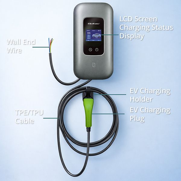 Qoltec Wallbox 22kW Typ 2 WiFi RFID 5m zdjęcie 6