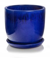 CERAMICZNA DONICZKA Z PODSTAWKIEM 23cm NIEBIESKA