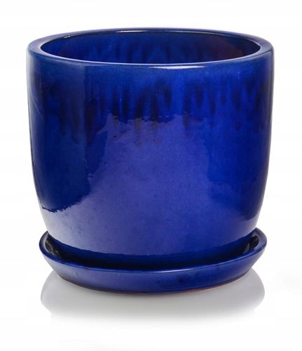 CERAMICZNA DONICZKA Z PODSTAWKIEM 23cm NIEBIESKA na Arena.pl