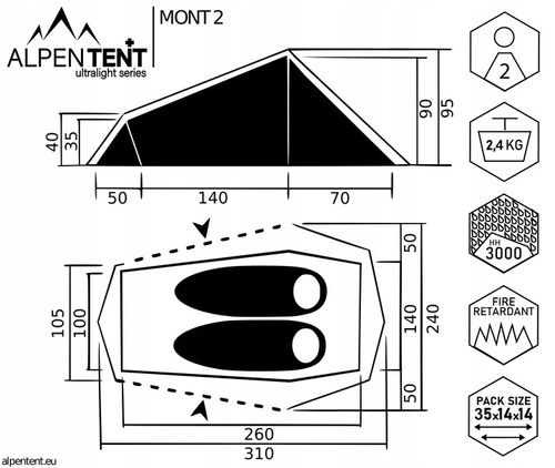 Namiot AlpenTent MONT2 Ultralight 2os. TYLKO 2,2kg na Arena.pl
