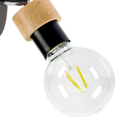 Lampa ścienna MARJOLAINE 2831104 metalowy reflektorek czarna drewno zdjęcie 2