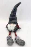 Skrzat Krasnal Gnom Siedzący Świąteczny Ozdoba Prezent na Święta - Szary