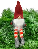 SKRZAT KRASNAL GNOM ŚWIĄTECZNY SIEDZĄCY Z BRODĄ 25cm