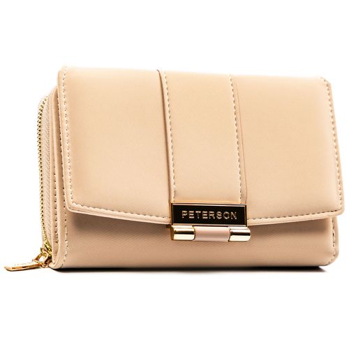 beżowy portfel damski wykonany ze skóry ekologicznej o lekko prążkowanej na Arena.pl