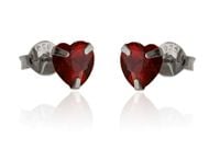 Eleganckie srebrne kolczyki serca serduszka heart bordowe cyrkonie srebro 925 K3120