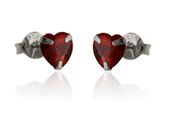 Eleganckie srebrne kolczyki serca serduszka heart bordowe cyrkonie srebro 925 K3120
