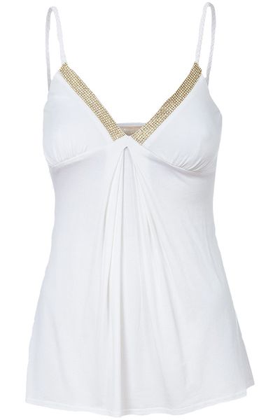 River Island Biała Bluzka, Złoty Dekolt - 36 / S zdjęcie 1