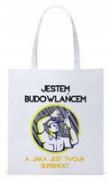 Dla Budowlańca Prezent Torba Eco Biała Shopper Z Nadrukiem Ze Zdjęciem
