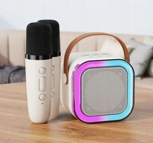 GŁOŚNIK BLUETOOTH PRZENOŚNY KARAOKE RGB 2 MIKROFONY USB SD MINI JACK na Arena.pl