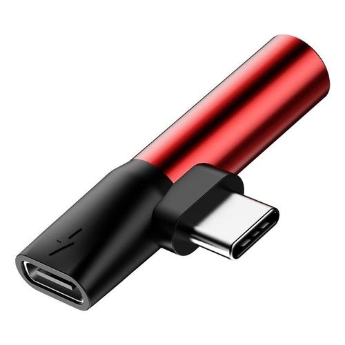 Adapter Audio Baseus L41 USB-C do Mini Jack 3.5mm + USB-C (czerwony) na Arena.pl