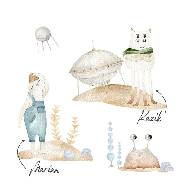 Naklejki Zestaw Kosmiczny Kazik, Marian i Bolek DK414 L zdjęcie 3