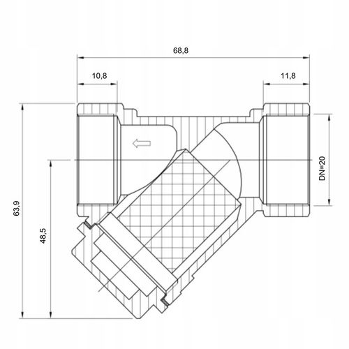 FILTR SKOŚNY MOSIĘŻNY SIATKOWY DO WODY 3/4" DN15 SOLIDNY MOCNY TMAX = 120°C na Arena.pl