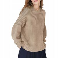 Damski Sweter Oversize Bufiaste Rękawy Vintage Stylowy Beżowy XXL