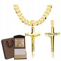 ZŁOTY PEŁNY ŁAŃCUSZEK MĘSKI PANCERKA Z KRZYŻYKIEM PR. 925 585 GRAWER GRATIS