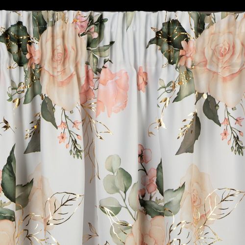 Zasłona gotowa na taśmie ROSE 135x270 Eurofirany biała w róże na Arena.pl
