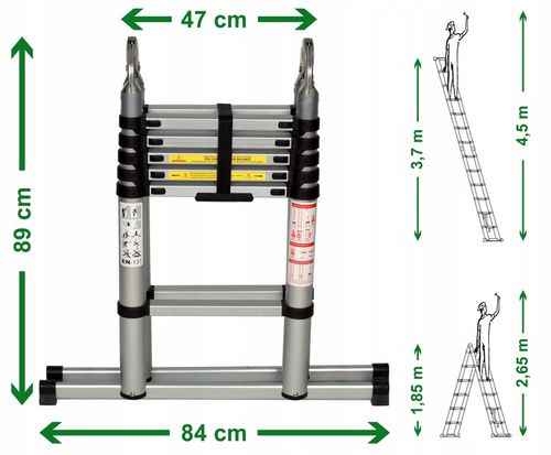 DRABINA TELESKOPOWA wys. rob. 4,6m / na schody HIT na Arena.pl