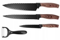 NOŻE Stalowe z POWŁOKĄ Zestaw NOŻY Kuchennych Obieraczka CERAMICZNA 3777