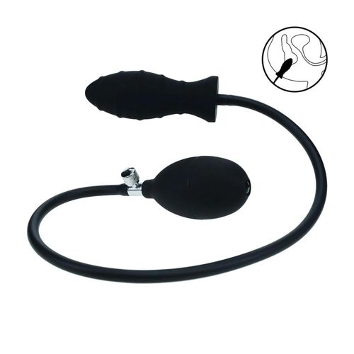 ribbed inflatable silicone anal plug - black na Arena.pl