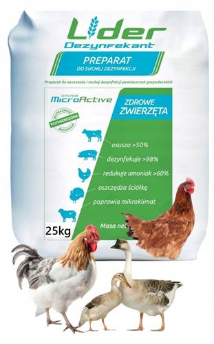 SUCHA DEZYNFEKCJA kurnika obory gołębnika Dezynfekant LIDER 25KG na Arena.pl