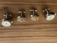 Spinki do mankietów Zegarek Werk Mechanizm Zegarka Steampunk Metalowe Etui