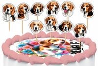 TOPPERY NA TORT OZDOBNE DEKORACJA ZESTAW - PIES PSY RASA BEAGLE 10szt.