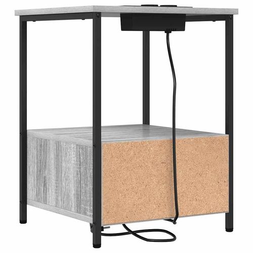 Nocna szafka z stacją ładującą z szufladą Szary dąb sonoma na Arena.pl