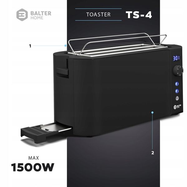 Toster Balter TS-04-LCD-BL 1500 W czarny zdjęcie 11