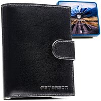 portfel męski ze skóry naturalnej w czarnym kolorze z systemem