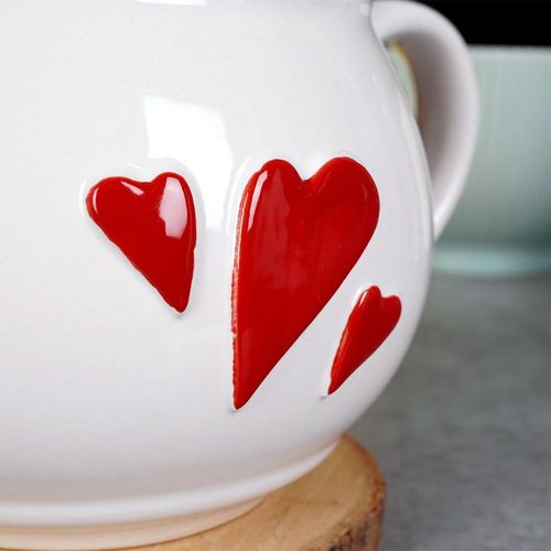 Kubek ceramiczny biały serce 430 ml na Arena.pl