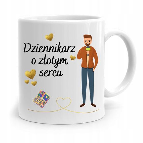 Kubek Dziennikarza Reportera O Złotym Sercu Z Nadrukiem Ze Zdjęciem na Arena.pl