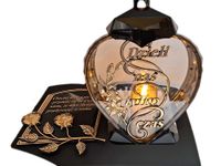 ZNICZ LAMPION NA GRÓB DZIELI SERCE ZŁOTO SKOS SENTENCJA+ ŚWIECA