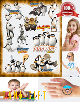 Duży Zestaw Mega Tatuaży zmywalnych - Pingwiny z Madagaskaru